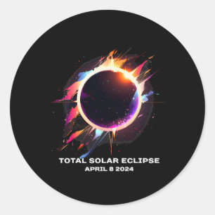 Sticker Rond Total Solaire Eclipse Avril 8 2024 Totalité Souven