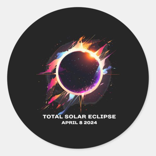 Sticker Rond Total Solaire Eclipse Avril 8 2024 Totalité Souven (Devant)