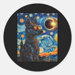 Sticker Rond Total Solaire Eclipse Blue Heeler Chien