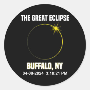 Sticker Rond Total Solaire Eclipse Buffalo Shirt 2024 Heure New
