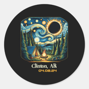 Sticker Rond Total Solaire Eclipse Clinton Arkansas 1