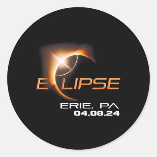 Sticker Rond Total Solaire Eclipse Erie Pennsylvanie (Devant)