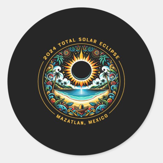 Sticker Rond Total Solaire Eclipse Mazatlan Mexique - Plage mex (Devant)
