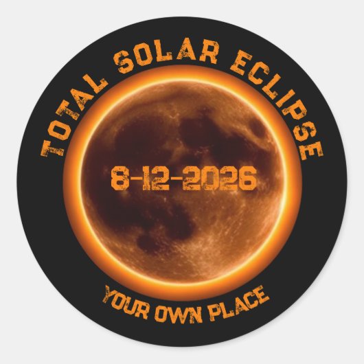 Sticker Rond Total Solar Eclipse 2026 (Devant)