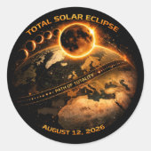 Sticker Rond Total Solar Eclipse 2026 Path of Totality (Devant)