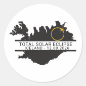Sticker Rond Total Solar Eclipse August 12 2026 – Iceland (Devant)