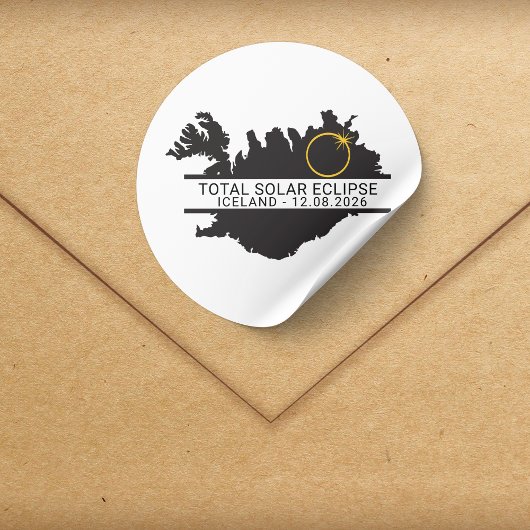 Sticker Rond Total Solar Eclipse August 12 2026 – Iceland
