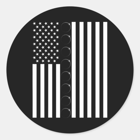 Sticker Rond Total Solar Eclipse US American Flag 04.08.2024 À (Devant)