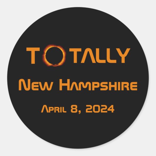 Sticker Rond Totalement New Hampshire 2024 Solar Eclipse (Devant)