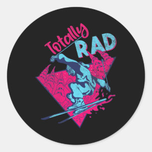 Sticker Rond Totalement rad, ski rétro vintage années 80 90 ten