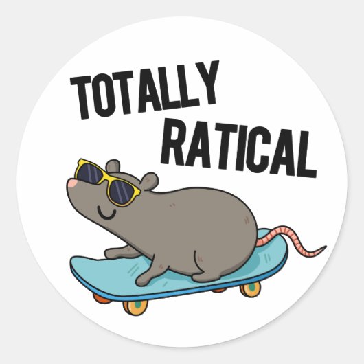 Sticker Rond Totalement Ratial Fatigué Rat Pun (Devant)