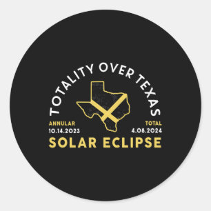 Sticker Rond Totalité du Texas Total annuel Éclipse solaire 202