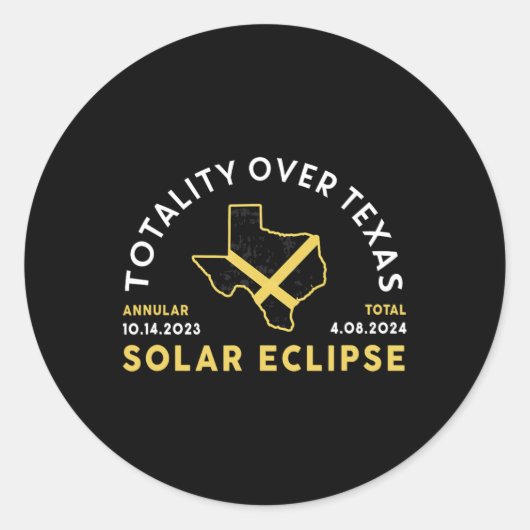 Sticker Rond Totalité du Texas Total annuel Éclipse solaire 202 (Devant)