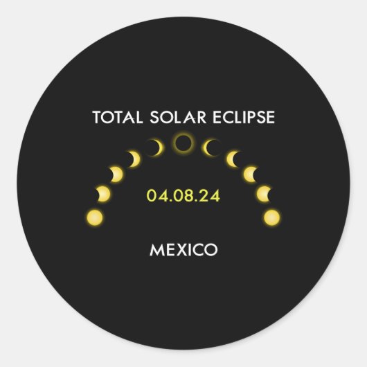 Sticker Rond Totalité Éclipse solaire Phases Eclipse Mexique Av (Devant)