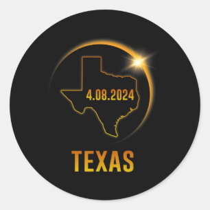 Sticker Rond Totalité Solaire Eclipse Avril 8 2024 Texas