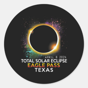 Sticker Rond Totalité Total Solaire Eclipse Eagle Pass Texas Ap