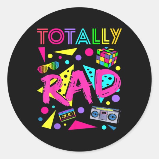 Sticker Rond Totally Rad 1980 (Devant)