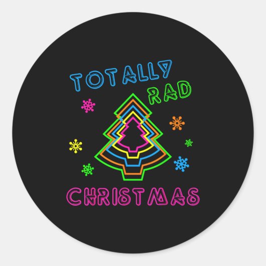 Sticker Rond Totally Rad Christmas - 80s Retro Christmas (Devant)