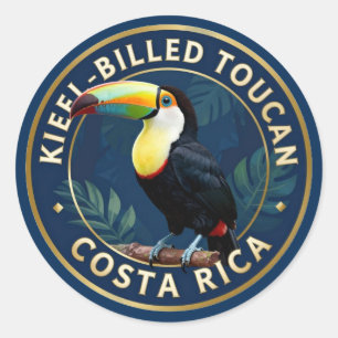 Sticker Rond Toucan à bec caréné Costa Rica Oiseau Tropical
