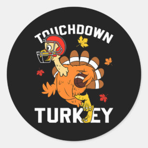 Sticker Rond Touchdown Turquie Automne Automne Y'all Thanksgivi