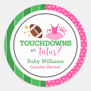 Sticker Rond Touchdowns ou Toutus Gender Revevela Party