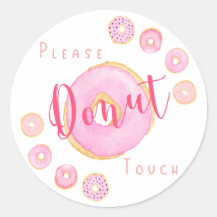 Sticker Rond Touche à Donut - Drôle Donut Rose