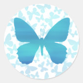 Sticker Rond Touche papillon (Turquoise-simple) (Devant)