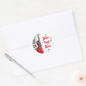 Sticker Rond Touches de piano de guitare rouge et note (Enveloppe)