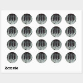 Sticker Rond Touches de piano et notes musicales (Feuille)