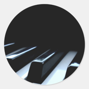 Sticker Rond Touches de piano noir et blanc