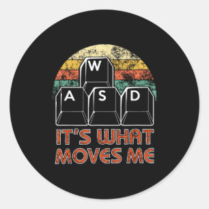 Sticker Rond Touches Retro Wasd de jeu Design drôle de joueur P