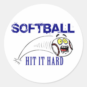 Sticker Rond Touchez-Le Softball Dur