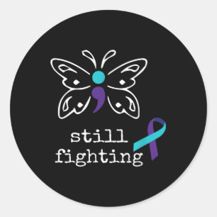 Sticker Rond Toujours dans les combats - Semicolon Don Préventi