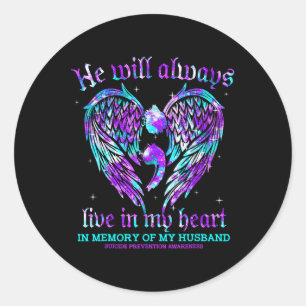 Sticker Rond Toujours Dans Mon Coeur Mon Mari Prévention Suicid