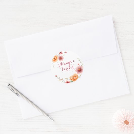 Sticker Rond Toujours et jamais | Mariage automne (Enveloppe)