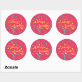 Sticker Rond Toujours lire | Bleu rose vif Jaune & Fils (Feuille)