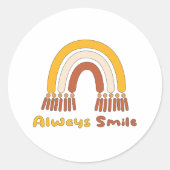 Sticker Rond Toujours sourire motivation arc-en-ciel jaune & ma (Devant)