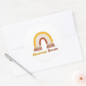 Sticker Rond Toujours sourire motivation arc-en-ciel jaune & ma (Enveloppe)
