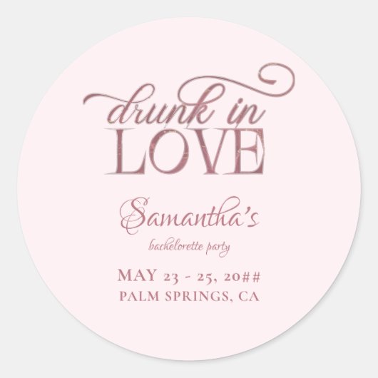 Sticker Rond Tour de champagne Amoureux ivres Rose Enterrement  (Devant)