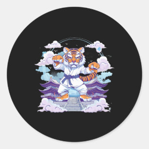 Sticker Rond Tour de la pagode du tigre de Kung Fu Judo Mma Tae