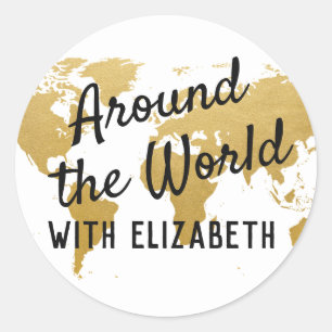 Sticker Rond Tour du monde thème Voyage Mitzvah Anniversaire do