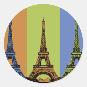 Sticker Rond Tour Eiffel à Paris Triptyque