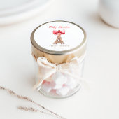 Sticker Rond Tour Eiffel avec Baby shower Paris Bow rose