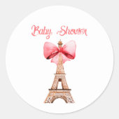 Sticker Rond Tour Eiffel Baby shower Paris (Devant)