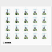 STICKER ROND TOUR EIFFEL CHAT NOIR (Feuille)