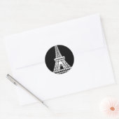 Sticker Rond Tour Eiffel noir blanc (Enveloppe)