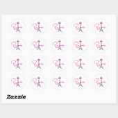 Sticker Rond Tour Eiffel Paris avec arc rose (Feuille)