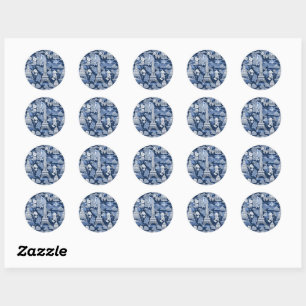 Sticker Rond Tour Eiffel Paris complexe Toile Bleue