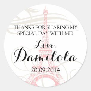 Sticker Rond Tour Eiffel Paris Mariage