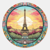 Sticker Rond Tour Eiffel Paris Paris Floral (Devant)